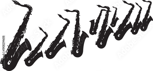 Black paintbrushes in various sizes on white background