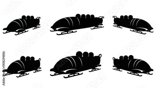 Bobsled Team Silhouette Vector Illustration
