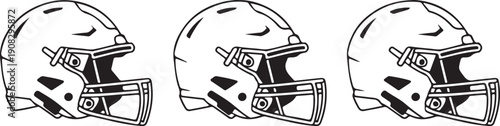 Football helmet evolution black and white set