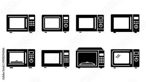 Collection of Microwave Oven Icons and Illustrations