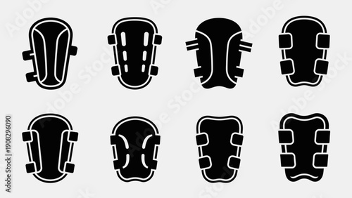 Collection of Protective Knee Pads and Shin Guards Icons for Sports and Work