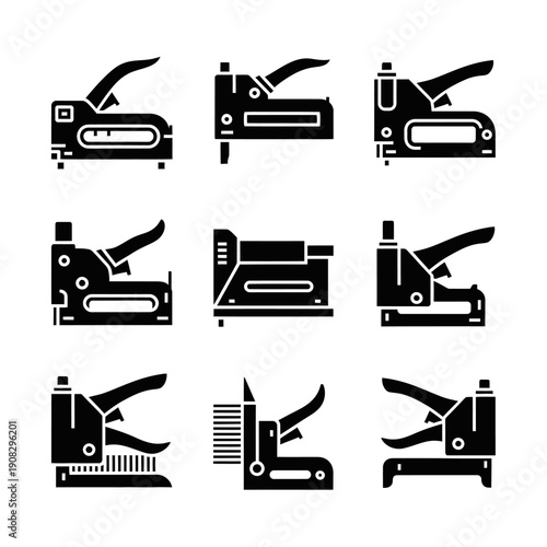 Collection of Staple Gun Icons: Versatile Tools for Various Applications