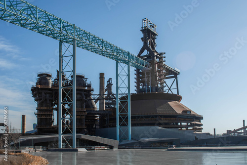 The decomissioned industrial facilities of a steel mill in the post-industrial transition