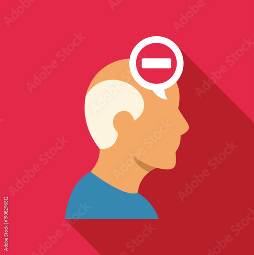Person brain showing a stop sign symbol, blocking negative thinking process