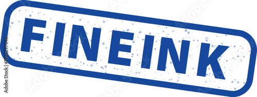 Official blue rubber stamp graphic design featuring the word fineink tilted slightly against a clean white background signifying quality product approval or branding element.