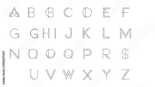 Elegant Geometric Alphabet Letters, Modern Sans-Serif Font Design, Clean Line Art Typography