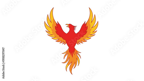 Fiery Phoenix Rising, Mythical Bird of Rebirth and Immortality