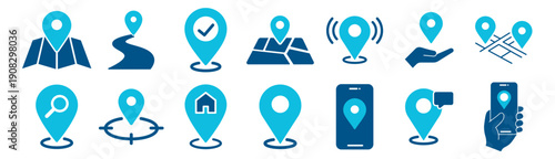 Location map pin icon set vector collection for navigation and geolocation on transparent background