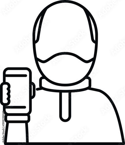 Person wearing a face mask holding a smartphone, representing modern communication and virus protection