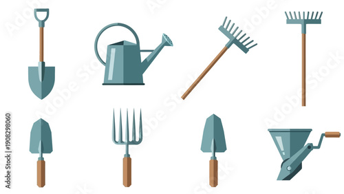 Gardening Tools Set: Shovel, Rake, Watering Can, Trowel, Fork, Seeder