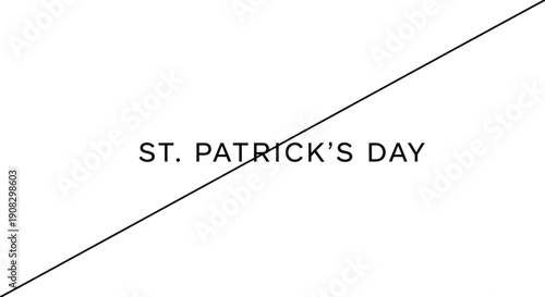St. Patrick's Day text banner with diagonal line, vector illustration for celebration or holiday design, overlay effect for website or social media, Isolated on transparent background, png