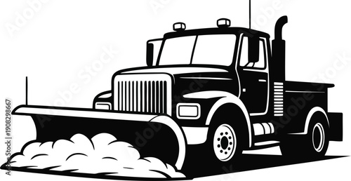 Snowplow truck clearing snow from road