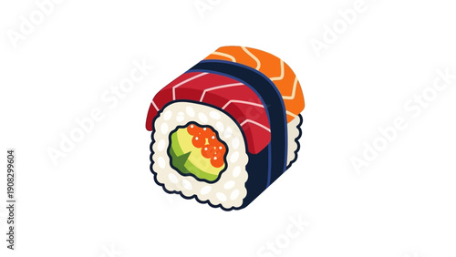 Pixel Art Sushi Roll with Salmon and Tuna