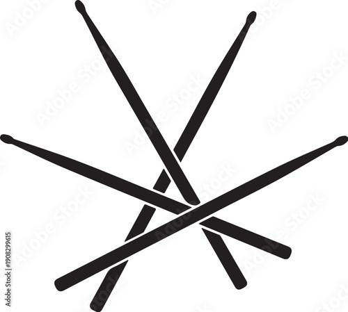 Black drumsticks crossed over each other in a messy pile