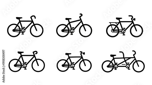 Set of Bicycle Icons: Different Types of Bikes for Transport and Recreation