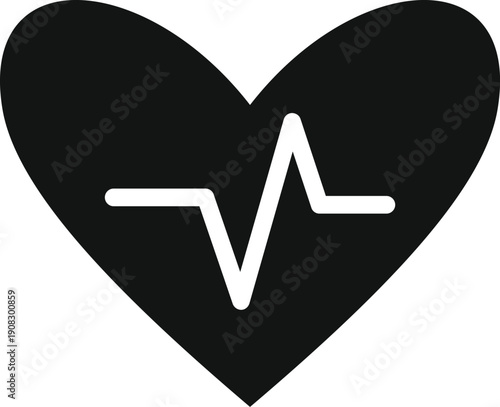 Heart icon displaying a vital signs electrocardiogram for medical and health concepts