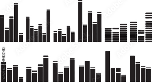 Black and white bar chart graphic illustration design element