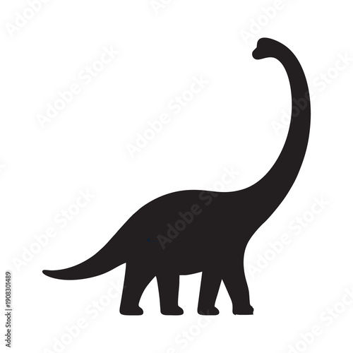 Brachiosaurus Dinosaur Silhouette Isolated on White
