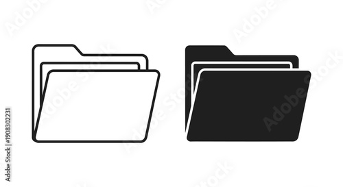 A simple illustration displays two sets of stacked folder icons one white and one black high quality professional