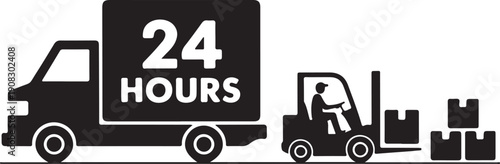 Forklift truck loading the boxes in the delivering lorry