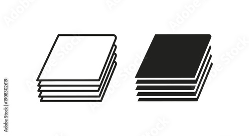 A stark black and white illustration depicts two stacks of rectangular cards or papers one white one black high quality