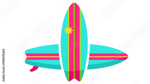 Vibrant Surfboards Ready for Ocean Waves: Summer Beach Sports and Leisure