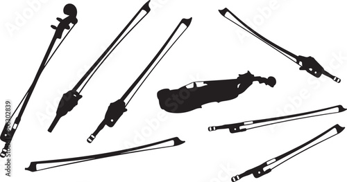 Windshield Wiper Blades and Arms in Various Positions Silhouette