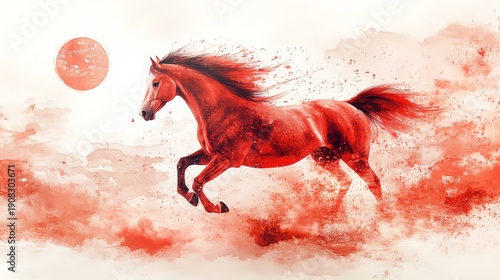 Chinese style ink painting horse map