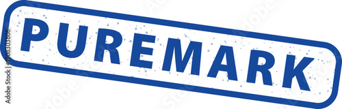 Blue textured rubber stamp graphic featuring the word puremark indicating certification quality or official approval for consumer products or services.