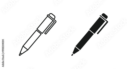 A minimalistic depiction of two pens one outlined in white and the other filled black side by side high quality