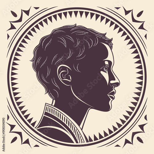 Close-up profile silhouette of a person's face in black and white, representing identity, thought, and human profile, perfect for portraits and abstract concepts.