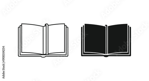 A simple black and white illustration depicts two open books facing forward one white and one black
