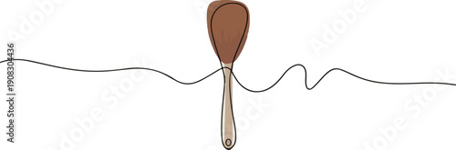 Abstract Monoline Utensil Graphic Single Line Wooden Spatula Silhouette