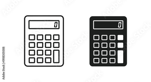 A minimalist depiction showcases two calculators one white and one black side by side on a white background