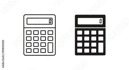 Two black and white calculator icons are displayed side by side on a plain white background showing button layouts