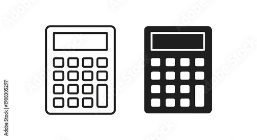 A simple illustration depicts two black and white calculators showcasing different designs side by side high quality professional detailed modern