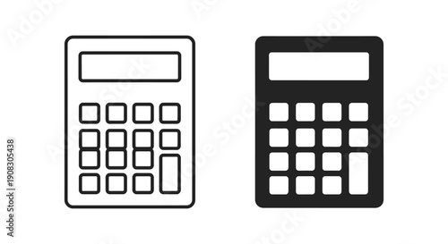 A depiction of two simple black and white calculators side by side illustrating basic computing devices high quality professional detailed