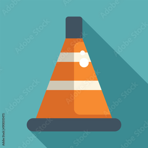 Orange and white traffic cone indicating caution and road work ahead