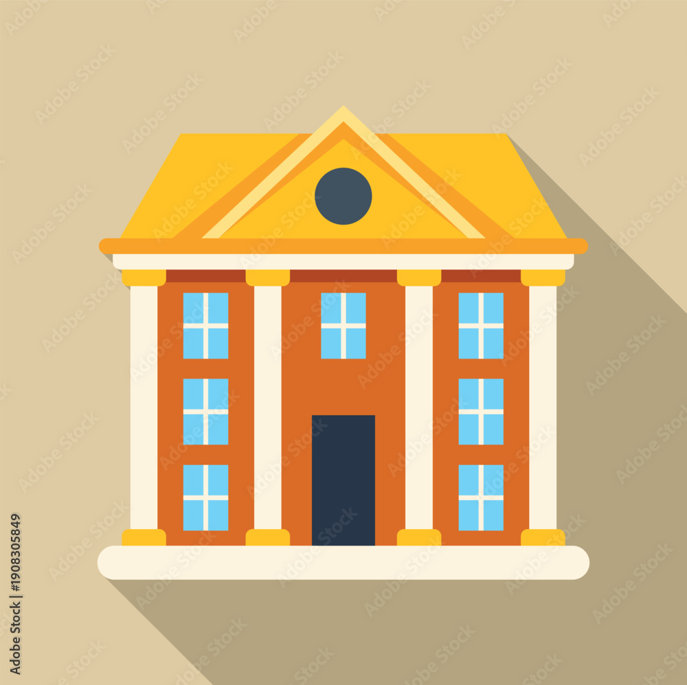 Fototapeta premium Neoclassical public building icon representing education, justice, or administration