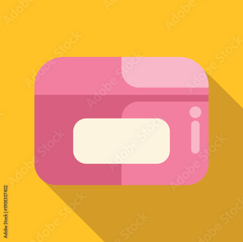 Pink cream jar with lid and label on yellow background