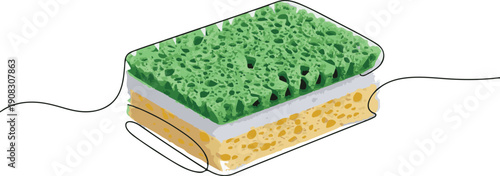 Minimalist Layered Composition Continuous Line Cleaning Sponge