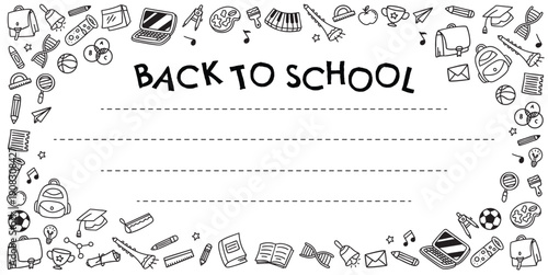 Hand drawn school doodle element template vector background