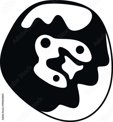 Brazil nut in a simplified black and white icon style