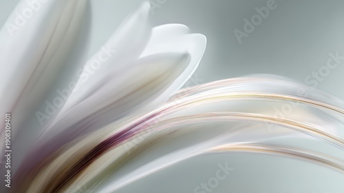 Delicate White Flower Abstract Soft Blooming Petals on Light Background
