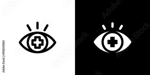 Eye icon concept with flat Black White Background. Vector illustration.