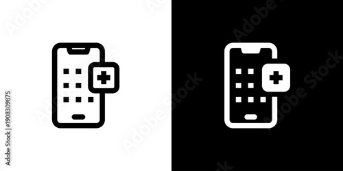 Medical App icon concept with flat Black White Background. Vector illustration.