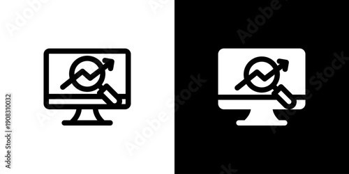 Seo icon concept with flat Black White Background. Vector illustration.