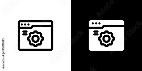 Web Development icon concept with flat Black White Background. Vector illustration.