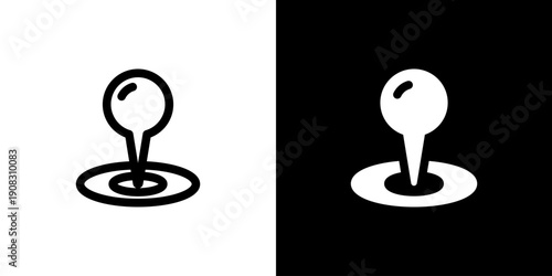 Pin icon concept with flat Black White Background. Vector illustration.