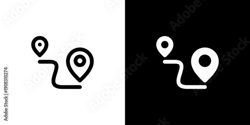 Journey icon concept with flat Black White Background. Vector illustration.